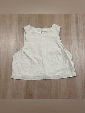 Banana Republic Light Beige Linen-Blend Crop Tank